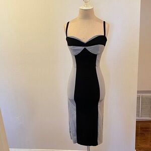 Stop Staring Gray and Black Dress